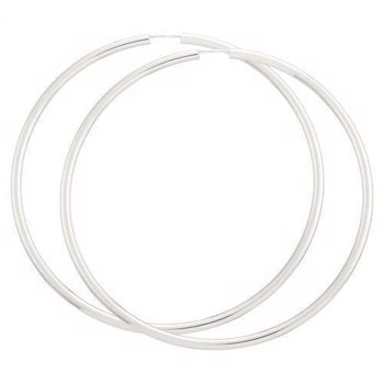 BNH Dame blanke 925 sterling sølv Øre creoler, Ø 70 mm x 3,0 mm